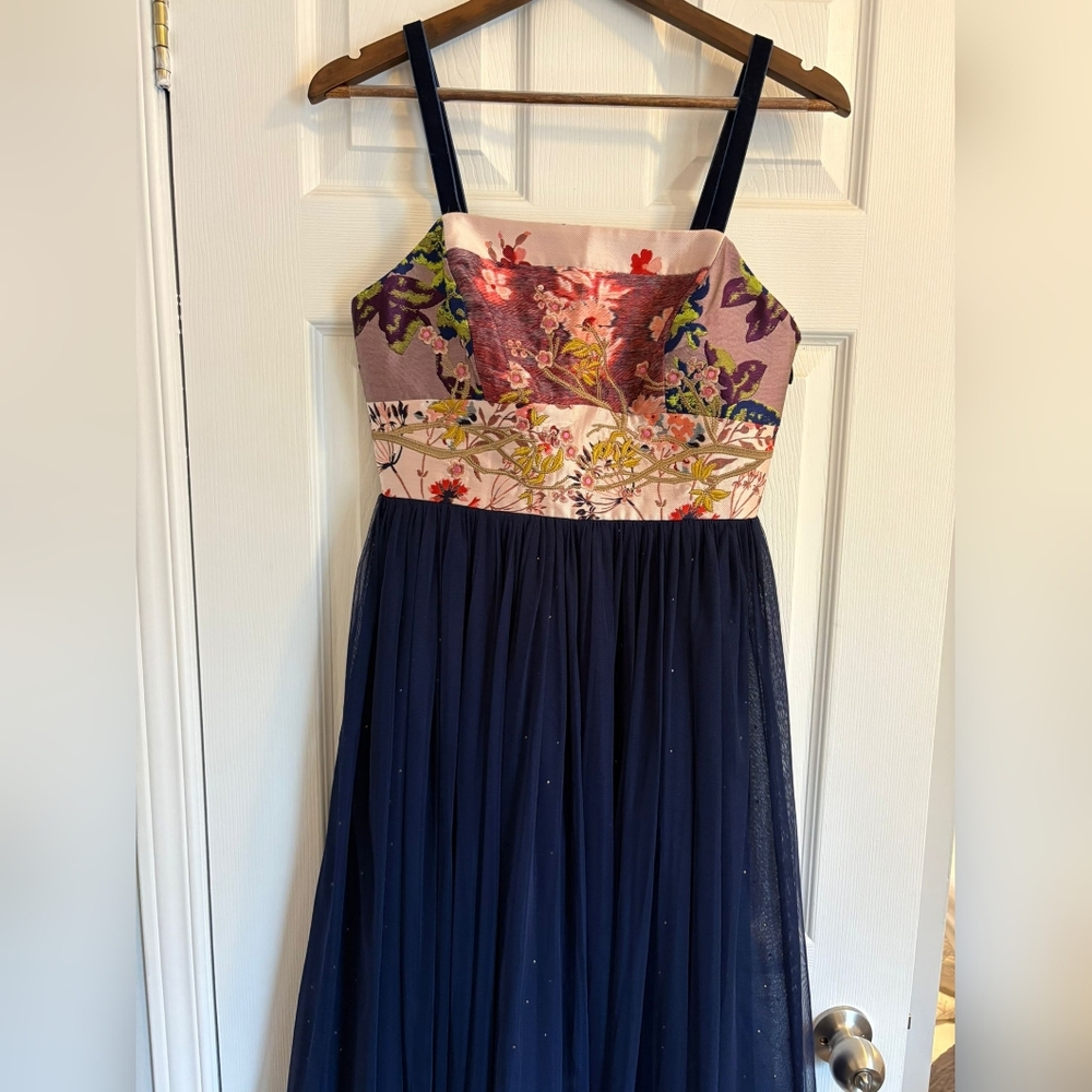 Anthropologie Elegant Multicolor Floral Bodice Dress